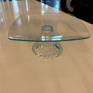 Glass Pedestal Serving Stand - Clear Glass